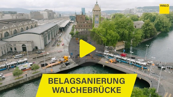 Videoproduktion von avisec mit Zeitraffer am Beispiel Belagsanierung Walchebrücke für Walo