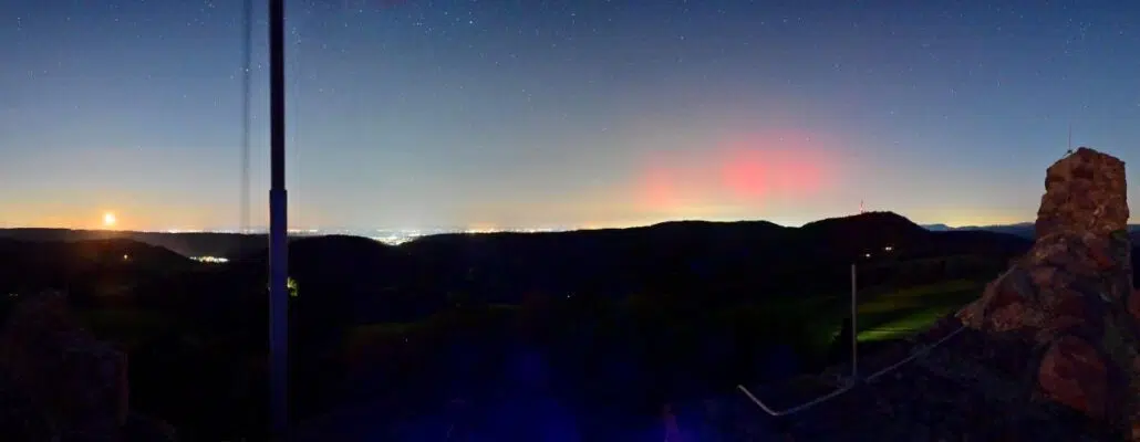 Webcam Hohengeroldseck Seelbach Baden zeigt Nordlicht